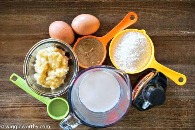 Ingredients used to make banana almond dog treats at home Ingredients used to make banana almond dog treats at home