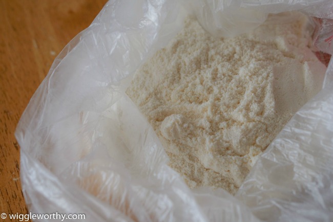 Coconut flour in plastic bag