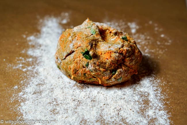 Dough for homemade banana carrot dog treat recipe