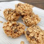 No bake peanut butter and carob dog treats on white board