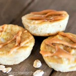 Peanut butter and applesauce pupcakes on wooden board
