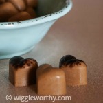 Peanut butter and carob frozen dog treats in bowl and on table