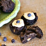 peanut butter and carob pupcakes on woven table mat